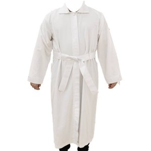 Picture of Polycotton Kittel Elegant Style Striped Sleeve Cuff Size Small White